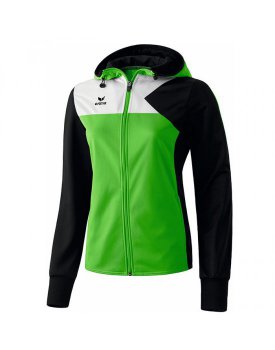 Erima Premium One Damen Trainingsjacke mit Kapuze green/schwarz/wei 36