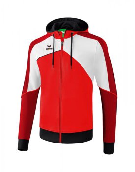 Erima Premium One 2.0 Trainingsjacke mit Kapuze Kinder und Herren rot/wei/schwarz 140
