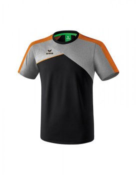 Erima Premium One 2.0 T-Shirt Kinder und Herren schwarz/grau melange/neonorange 164