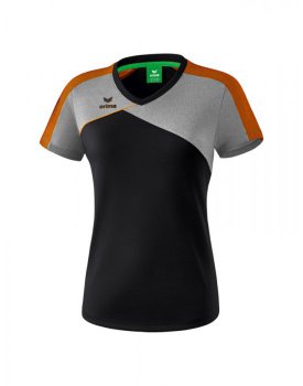 Erima Premium One 2.0 T-Shirt Damen schwarz/grau melange/neonorange 36